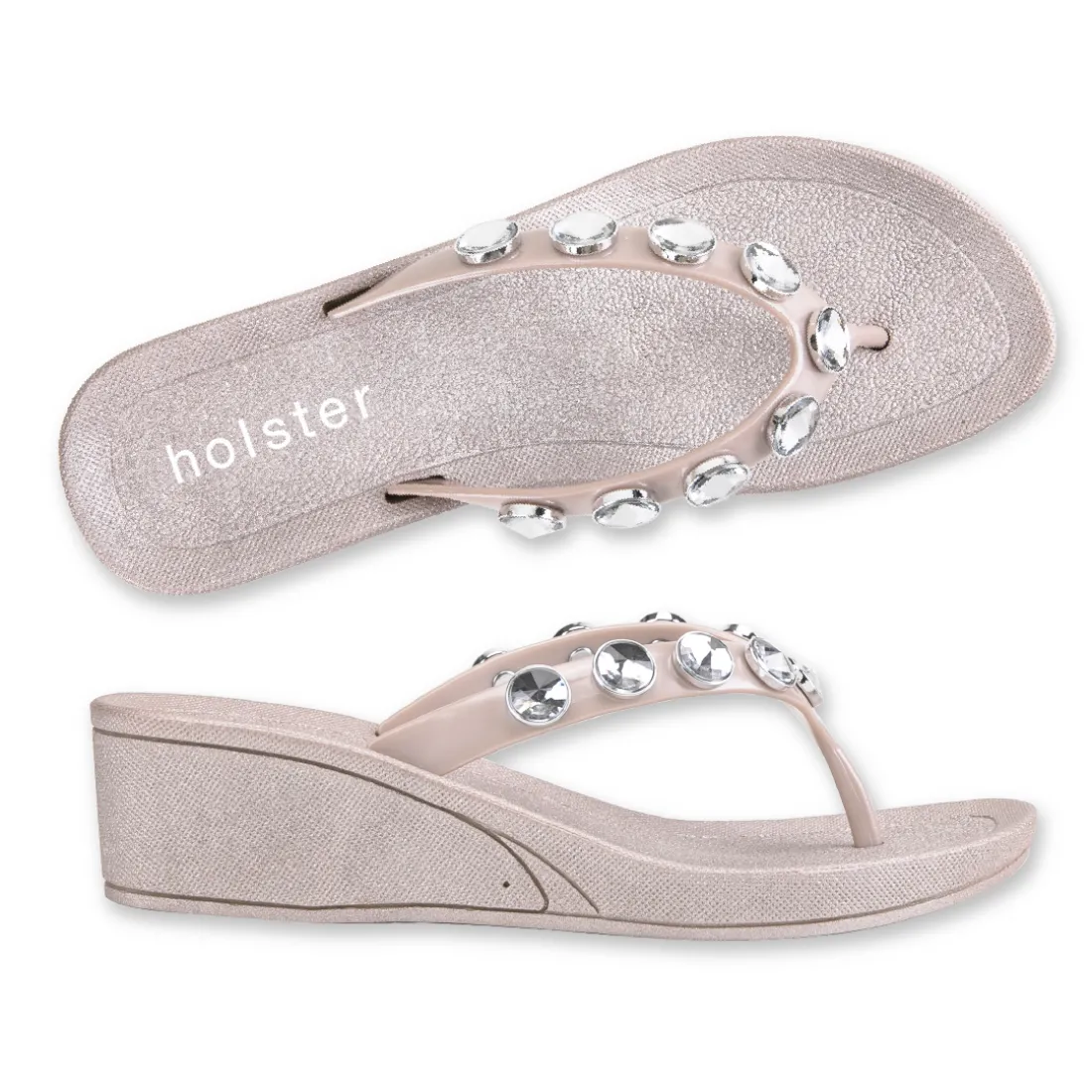 Sandals^holster NeptuneWedge&HopeWedgeBundle- Champagne/Black