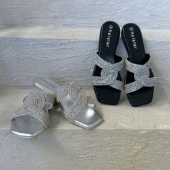 Slides | Sandals^holster ZaraLowWedgeBundle- Black/Silver